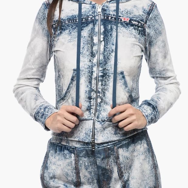 Diesel Zip Hoodie with Denim Print