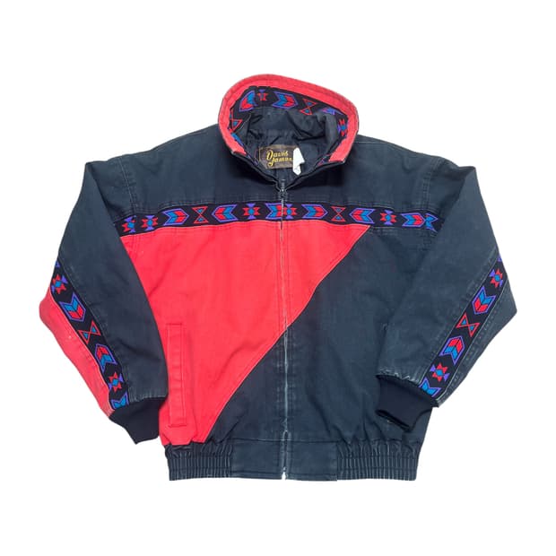 90s David James USA 아즈텍 패턴 집업 자켓 M