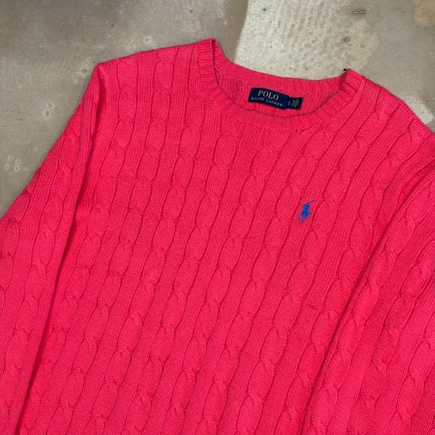 L 폴로랄프로렌 핑크 케이블 니트