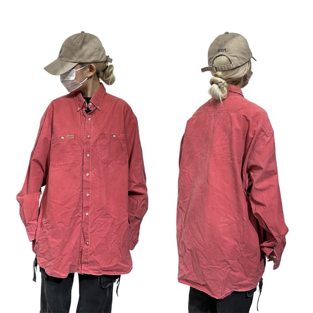 칼하트 핑크 솔리드 오버핏 워크 셔츠