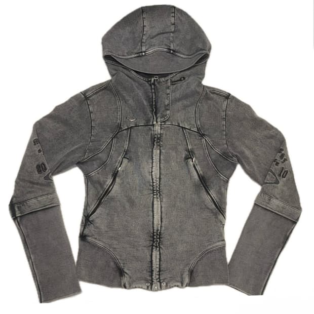 미스치프 컷오프 후드집업 워시드 차콜 2