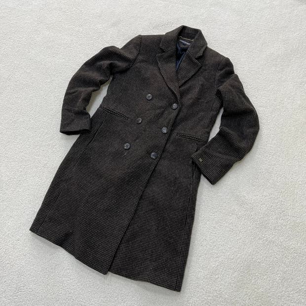 XS 타미힐피거 여성 체크 롱코트 0323M