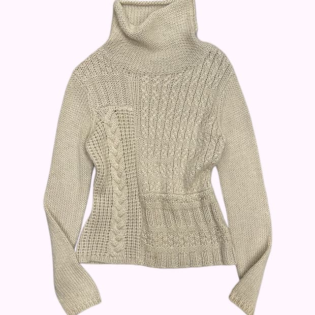pattern mohair turtle-neck knit