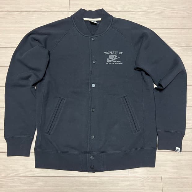 나이키 PROPERTY OF 로고 버튼 스웻 자켓 / 네이비 / XL 