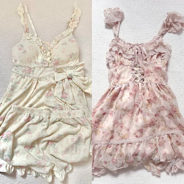 슈가돌 룸웨어 리즈리사 플로럴 원피스 히메갸루 라떼갸루 세트 