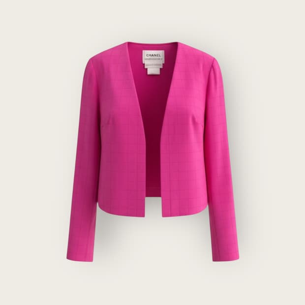 40/ 샤넬 Identification 00s 퀼팅 크롭 노카라 자켓