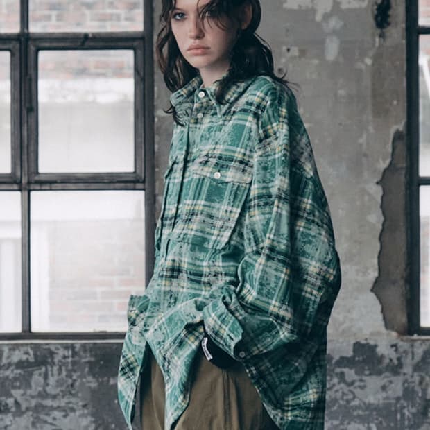 에즈이프 캘리 OVERFIT CHECK SHIRT 체크 셔츠 그린
