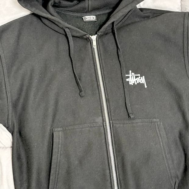 스투시 베이직 후드집업 블랙 s