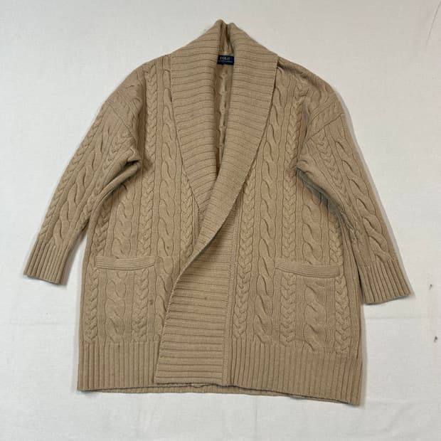 XS) 폴로 랄프로렌 울 캐시미어 블렌드 케이블 니트 가디건