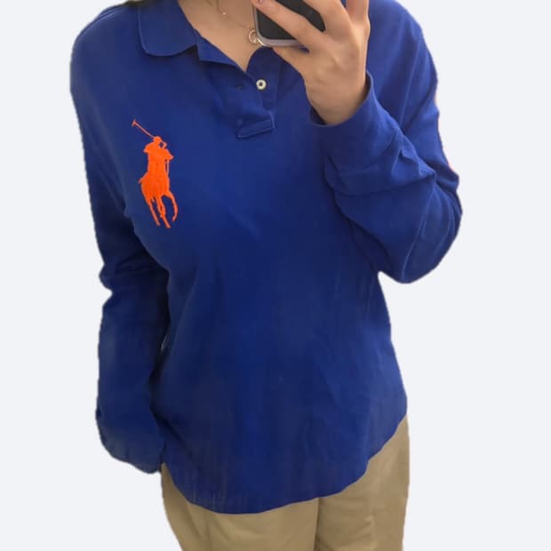 💙폴로 랄프로렌 빅포니 커스텀핏 블루 롱슬리브 카라티 PK💙