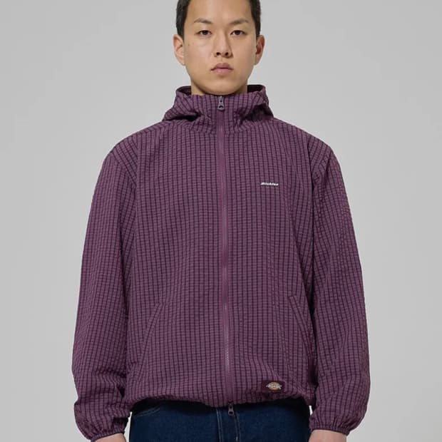 디키즈 그리드 체크 라이트 윈드브레이커 Purple