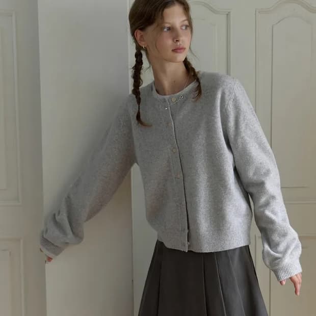 더미튼 Bree round cardigan (melange grey)
