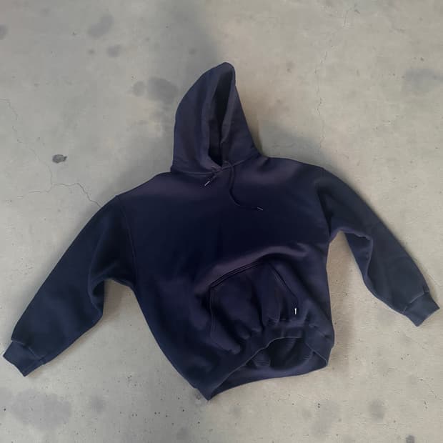 빈티지 블랭크 네이비 노 심 후드