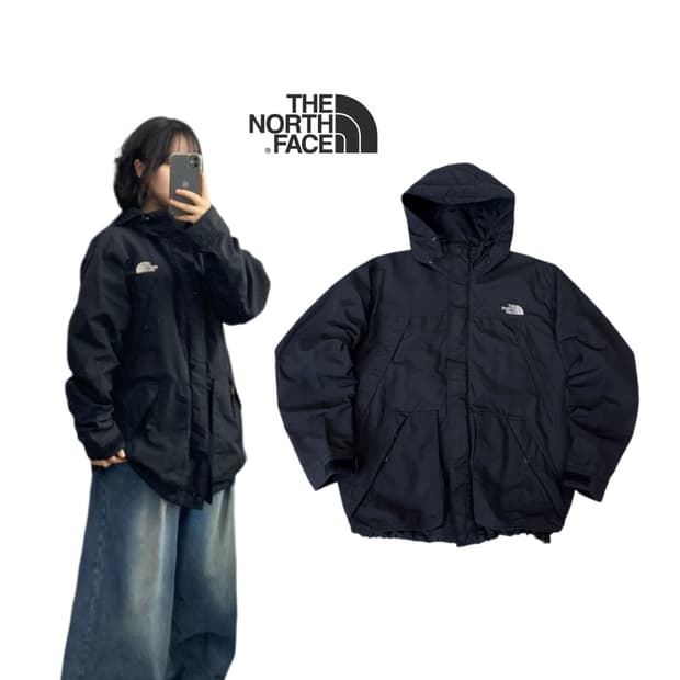 노스페이스 고프코어 풀오버 바람막이 자켓 블랙