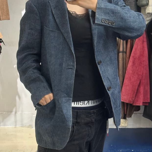 PRL 폴로 랄프로렌 인디고 해링본 블레이져 자켓