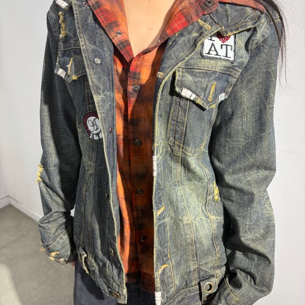 in the attic 셔츠 레이어드 데님자켓