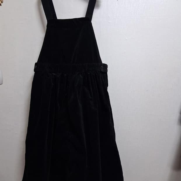 LARU 일본빈티지 검정 면 골덴 블랙코듀로이 뷔스티에롱원피스 30까지