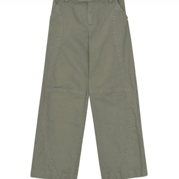 [COSMOSS] CURVED LINE WASHED DENIM PANTS