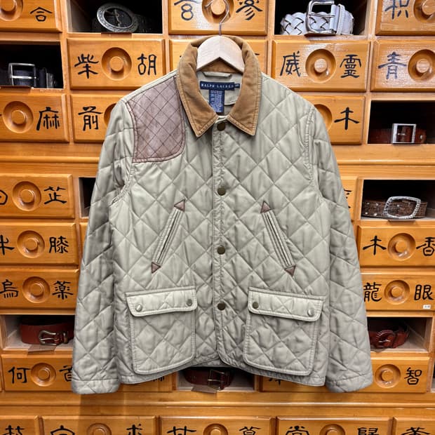 (M) 랄프로렌 폴로 레더 패치 퀼티드 헌팅 자켓