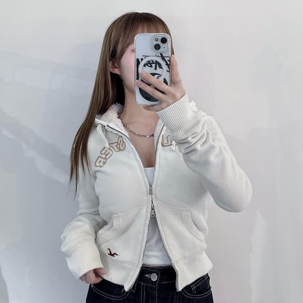 홀리스터 빅로고 양털 투웨이 후드집업