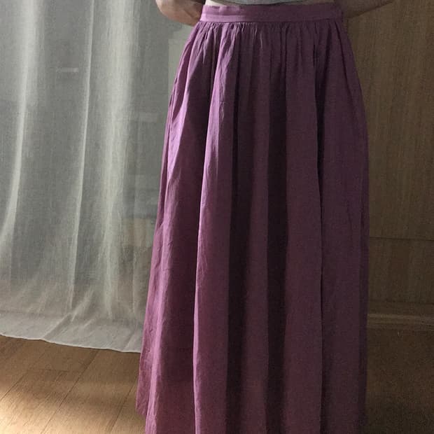 012.plum sheer long skirt