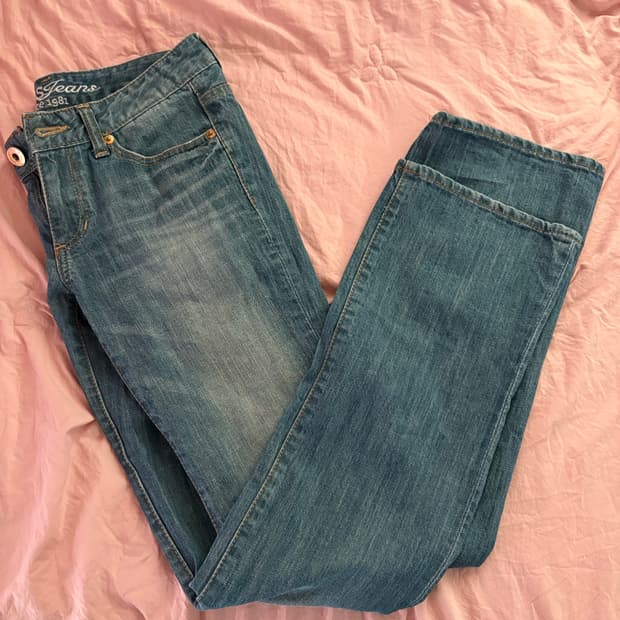 Y2k 게스진스 세미부츠컷 청바지