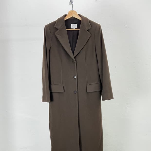 아르마니 꼴레지오니 다크 브라운 테일러드 울 롱 코트