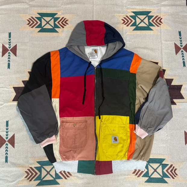 칼하트 리메이크 패치워크 후드집업
