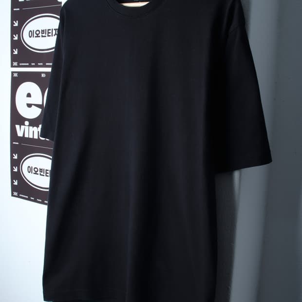 (L-XL) 무신사 스탠다드 반팔 티셔츠 무지 블랙 기본-H33149