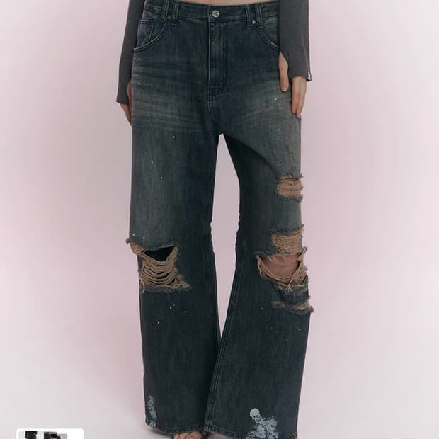 Jay Destroyed Wide Denim (Vintage Blue)