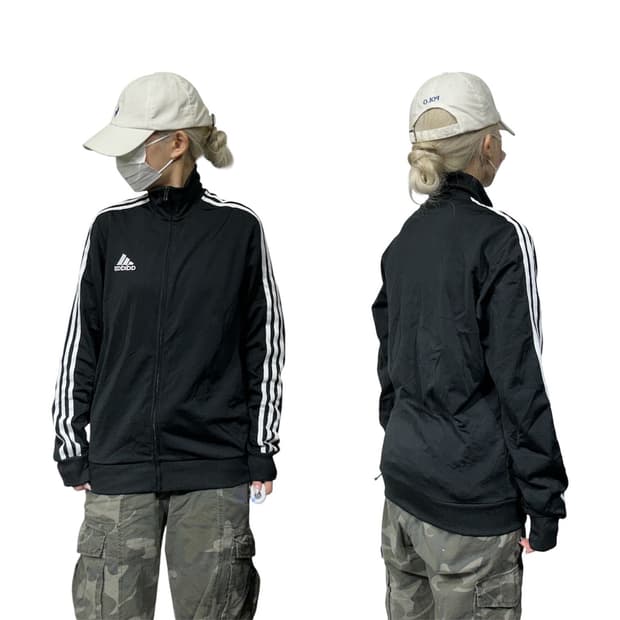 아디다스 블랙 화이트 삼선 트랙탑 져지 M