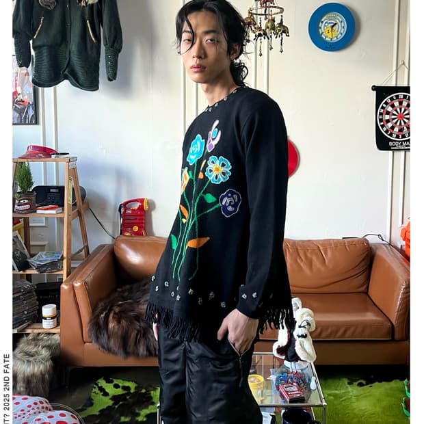 1980-90s MICMAC Paris Fringe Floral Knit