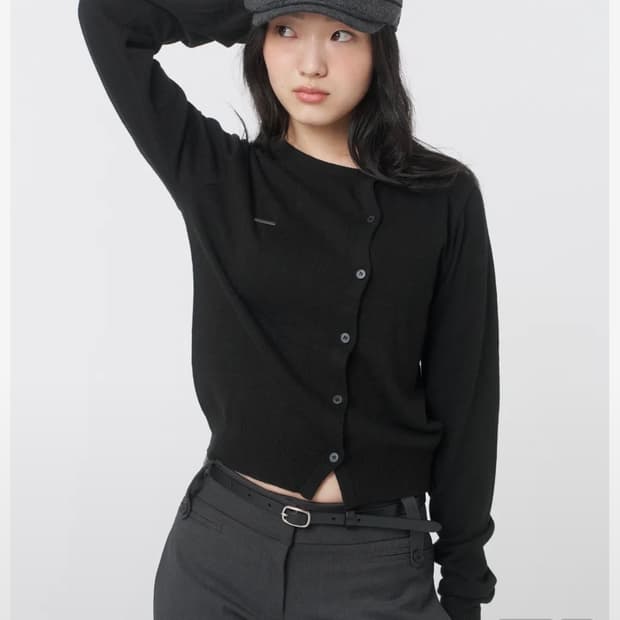 미세키서울 언발란스 니트 가디건 블랙