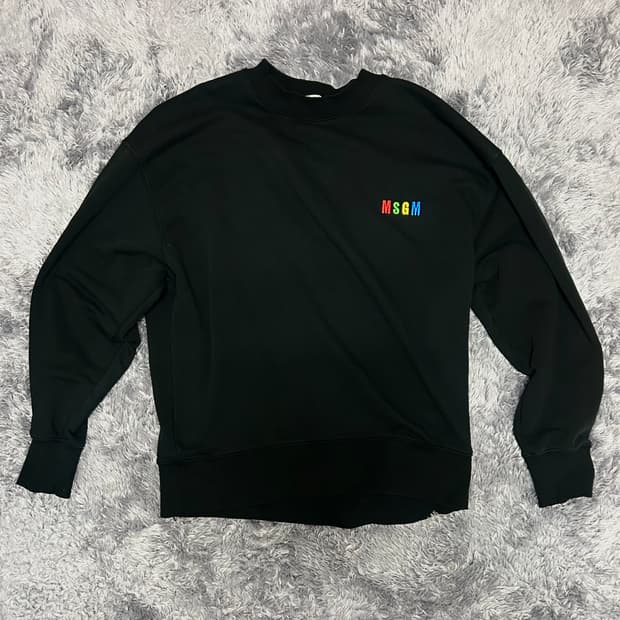 MSGM 블랙 레인보우 맨투맨