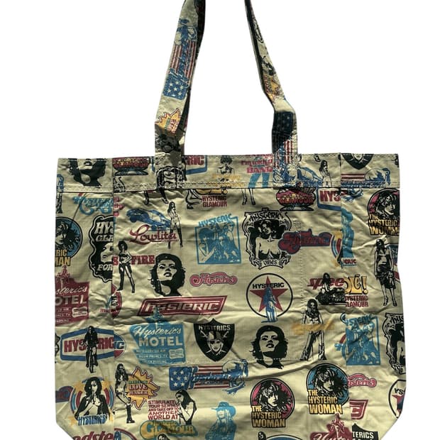 (초레어)히스테릭 글래머 아카이브 히스걸 로고 프린팅 토트백 가방