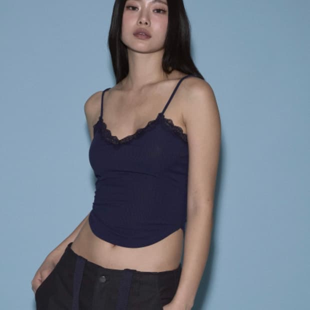 플리즈노팔로우 플로라 레이스 슬리브리스 블랙