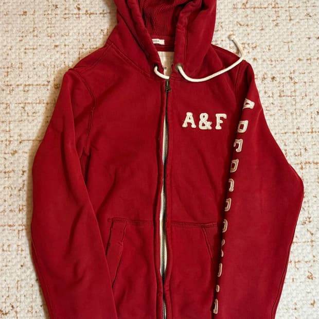 아베크롬비 레드 후드집업 M