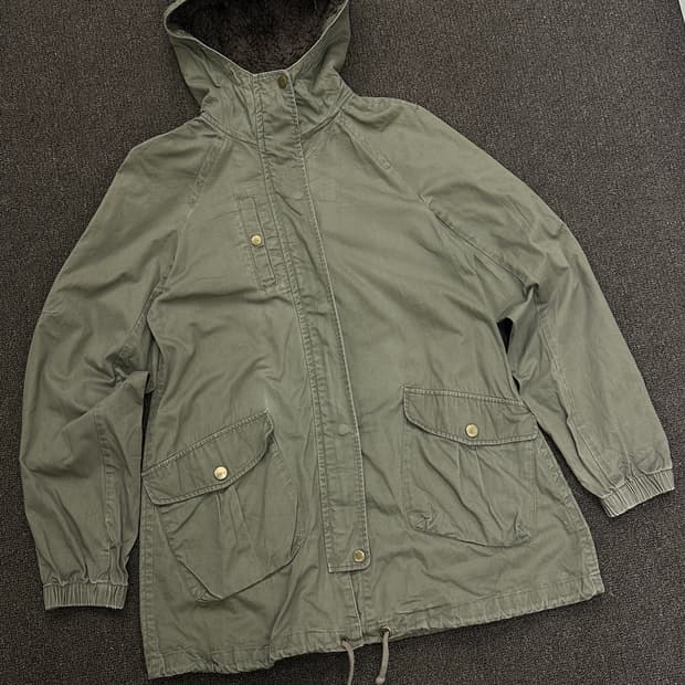 OS)INGRID 빈티지 여성 플리스 후드 야상 자켓