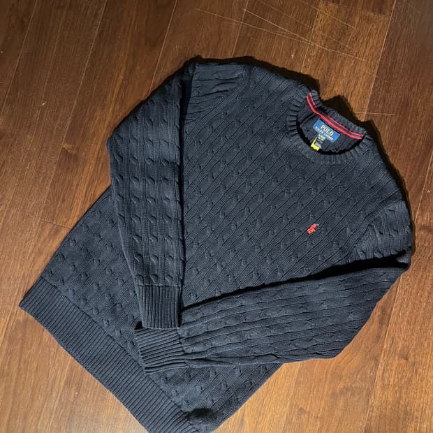 폴로 랄프로렌 네이비 케이블 니트 (보이즈 XL)