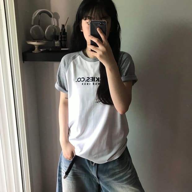 디키즈 나그랑 반팔 그레이 화이트 빈티지