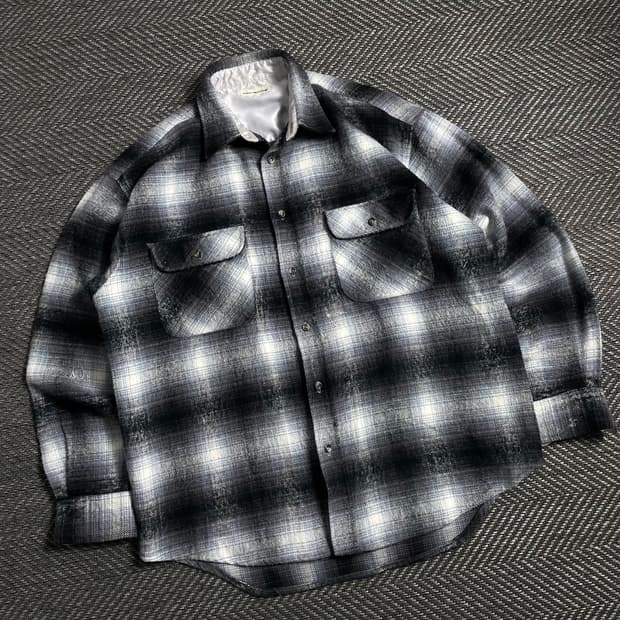 빈티지 미니멀 체크 그라데이션 치카노 플란넬 셔츠y 4739