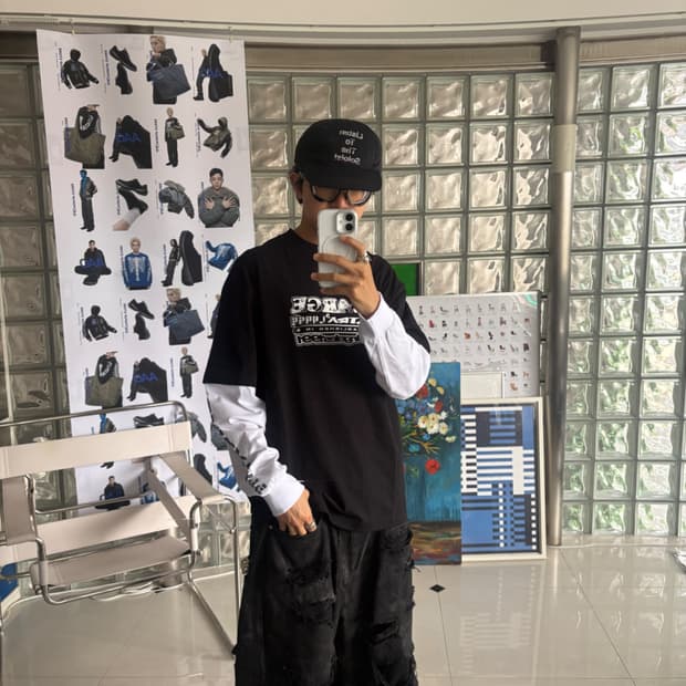extralarge layered L/S Tee 레이어드 긴팔 티
