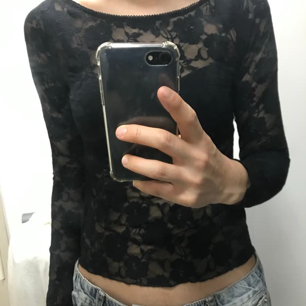 빈티지 시스루 레이어드 긴팔티