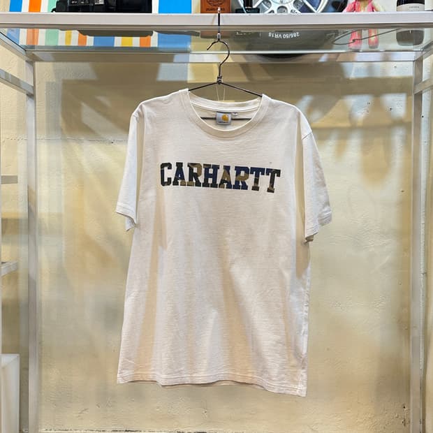 칼하트 카모 스펠아웃 로고 반팔 티셔츠 화이트 M