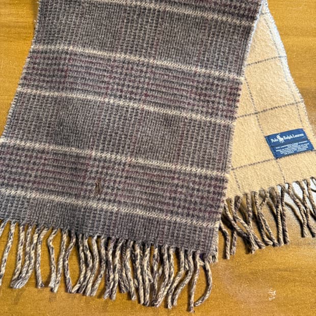 폴로 랄프로렌 POLO RALPH LAUREN 윈도우 체크 머플러 베이지