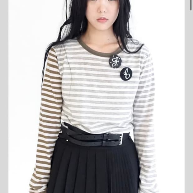 샵페어리 핀버튼 롱슬리브 카키