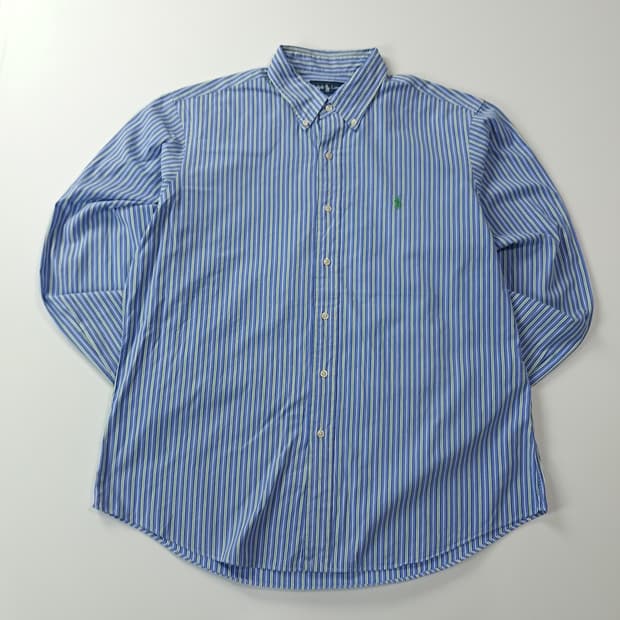 CK851 XL 폴로 블루그린 멀티 스트라이프 셔츠 남방