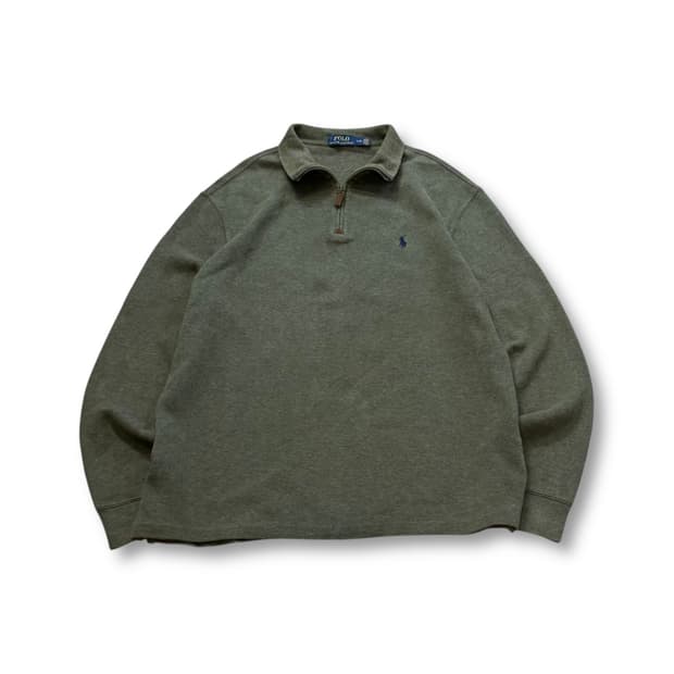 폴로 랄프로렌 올리브 그린 하프집업 코튼 니트