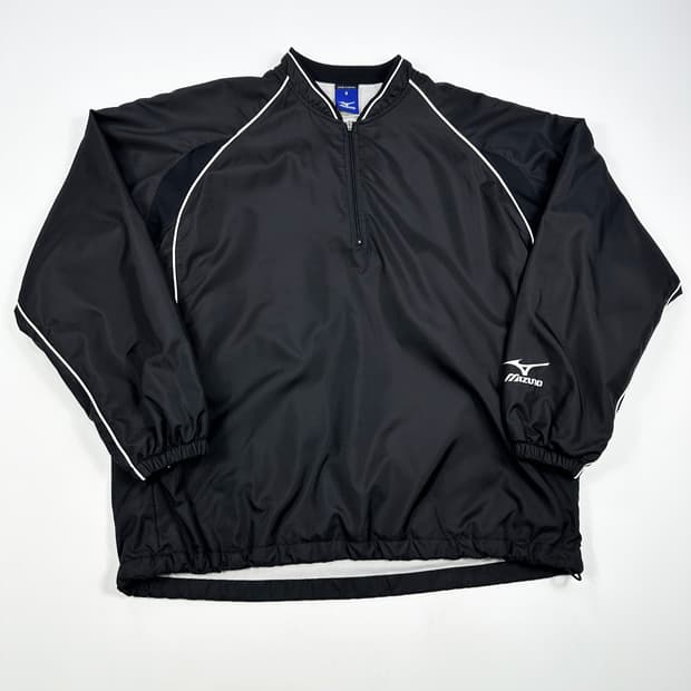 미즈노 올드스쿨 오버핏 하프집 우븐 웜업 블랙 S