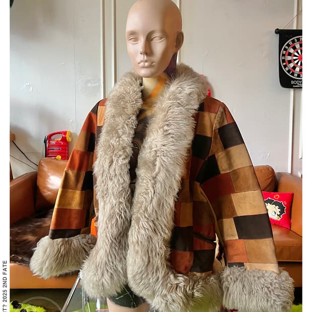 1970-80s Moon Bat Leather Lamb Fur JK